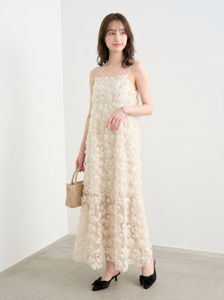 【dress】立体感フラワーキャミワンピース　N3673