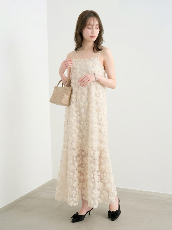 【dress】立体感フラワーキャミワンピース　N3673