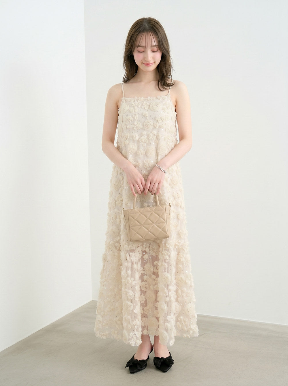 【dress】立体感フラワーキャミワンピース　N3673