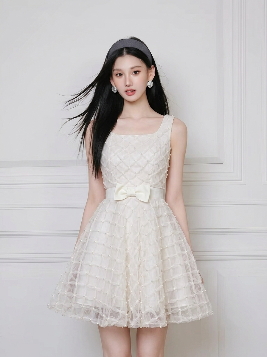 【dress】パールチュールミニワンピース   N3742