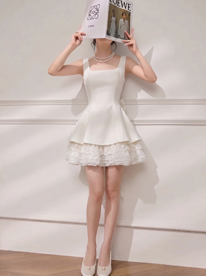 【dress】チュールドッキングペプラムミニワンピース　N3623