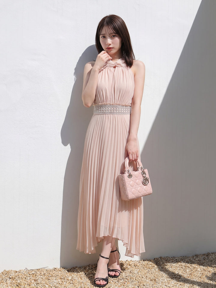 【dress】ウエストパール付きロングワンピース　N3671