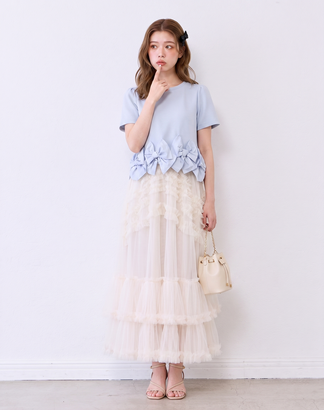 【tops】リボンフリルトップス   N3634