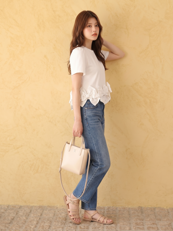 【tops】リボンフリルトップス   N3634
