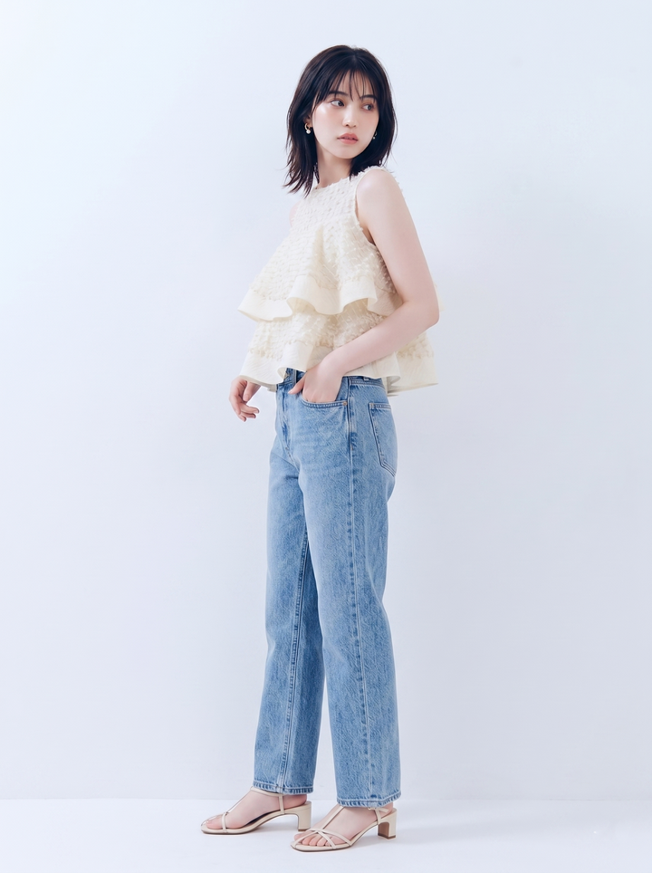 【tops】ラッフルジャガードボリュームブラウス  N3641