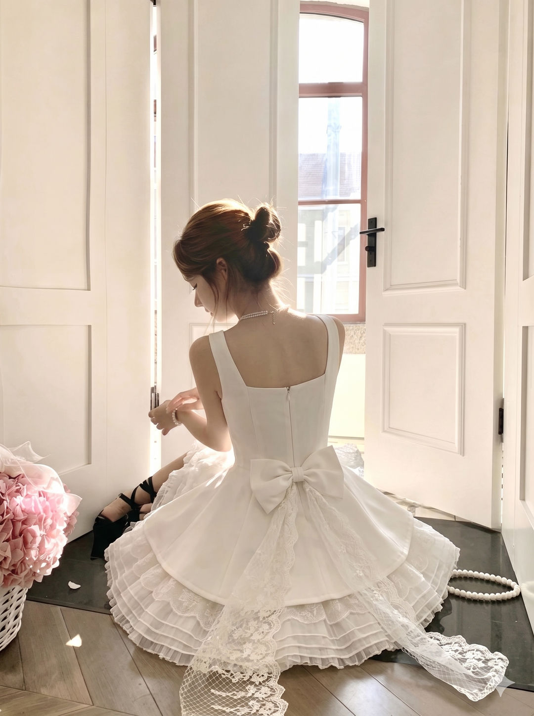 【dress】チュールドッキングペプラムミニワンピース　N3623