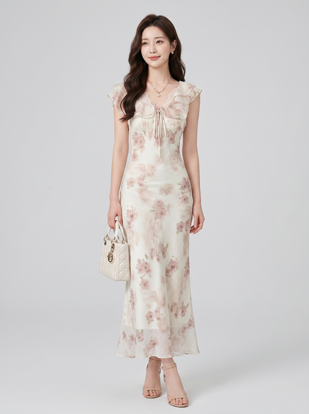 【dress】フラワープリントロングワンピース　N3613