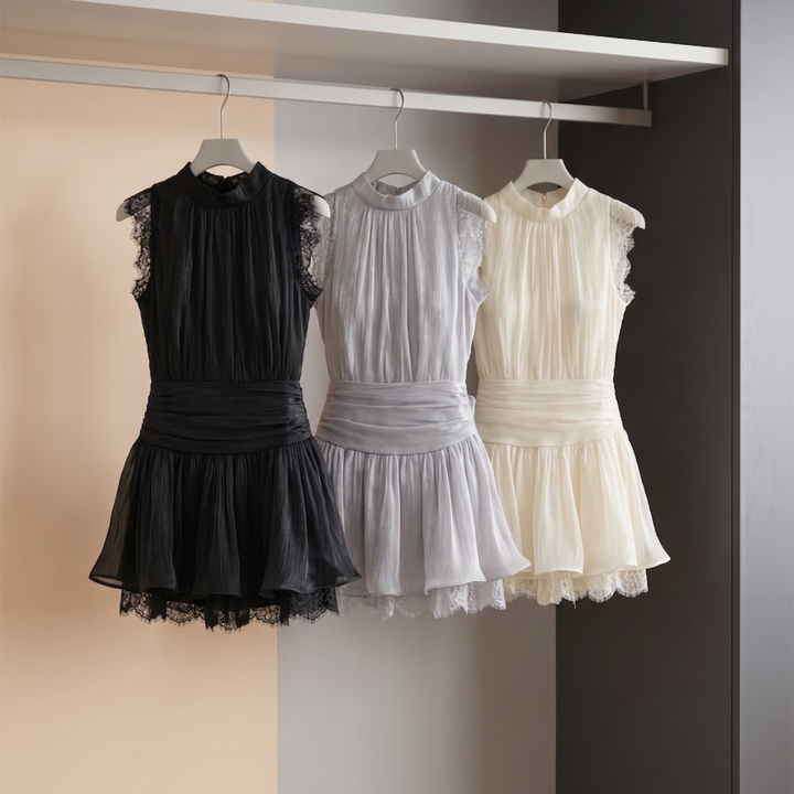 【set】レースドッキングトップス×フレアスカートセット   N3680