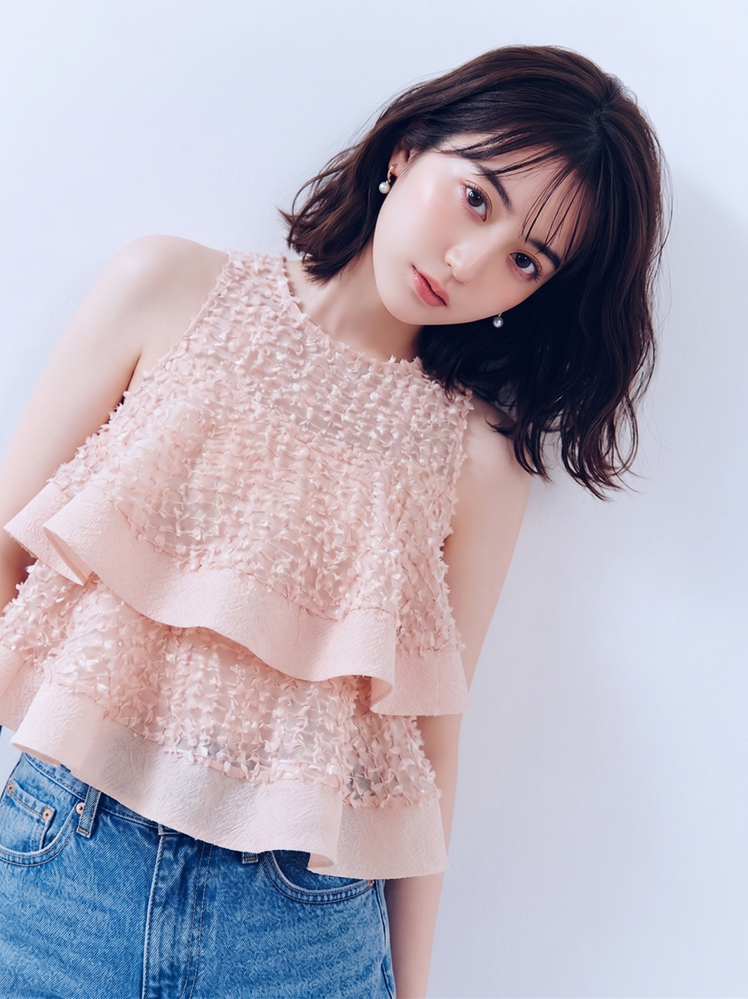【tops】ラッフルジャガードボリュームブラウス  N3641