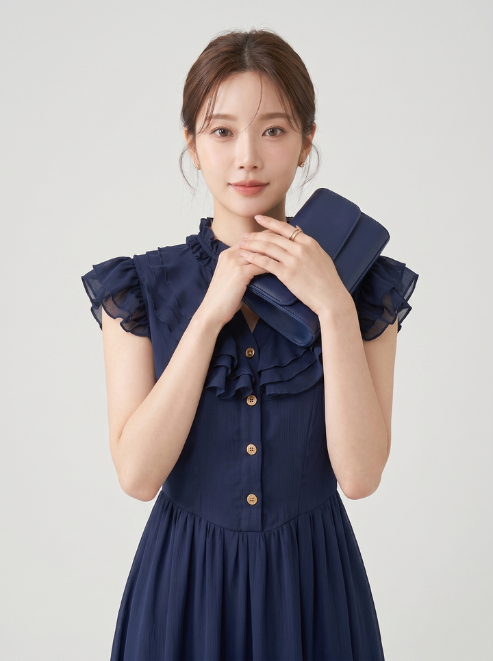 【dress】ギャザーフリルロングワンピース　N3621