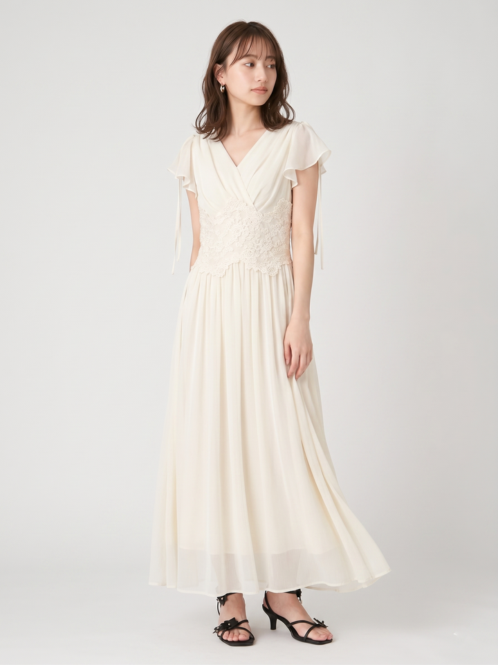 【dress】ウエストレースロングワンピース　K0585