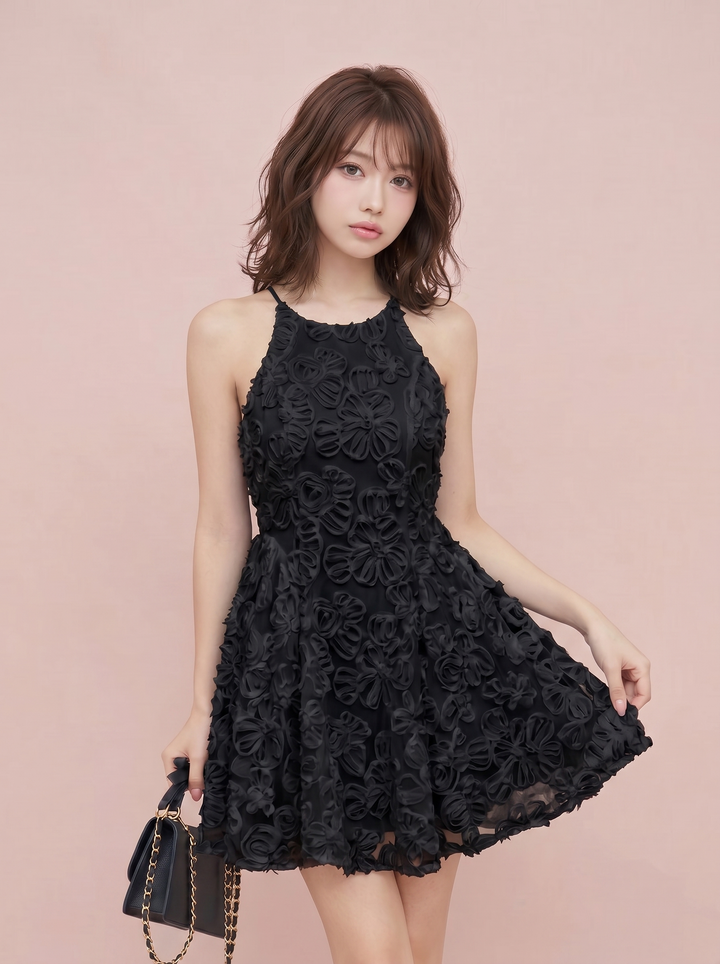【dress】立体感フラワーミニワンピース　N3669