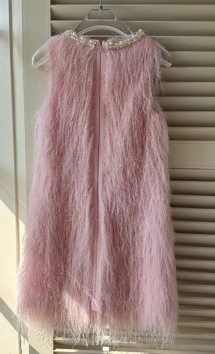 【dress】パール付きフリンジミニワンピース　K0592