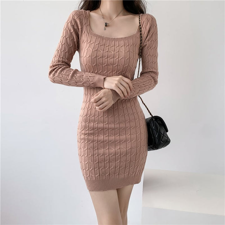 【dress】無地ニットワンピース　M18023