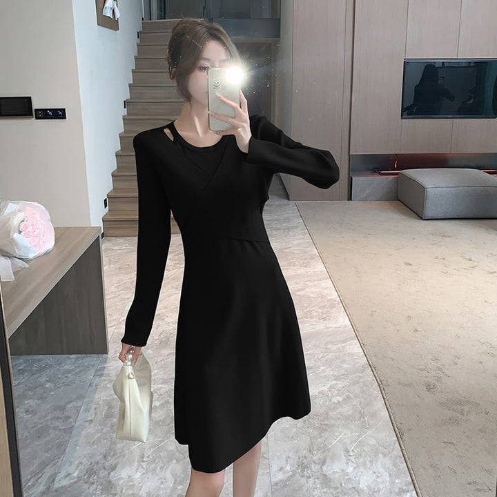 【dress】ドッキングニットワンピース　M18329