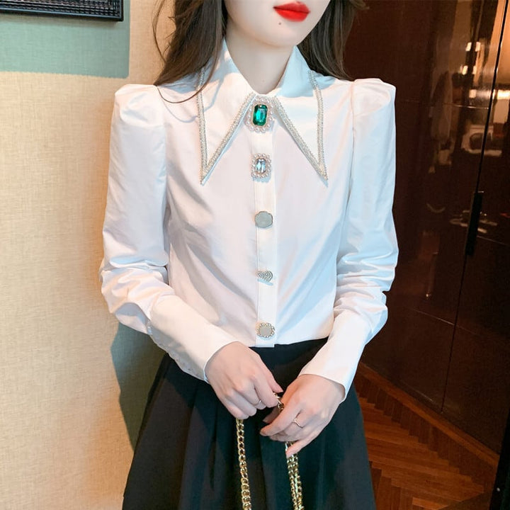 【tops】話題沸騰中 オシャレエレガントシャツトップス　M17336