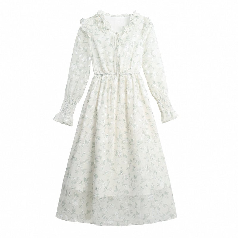 【dress】早い者勝ちVネック一目惚れ清新花柄ワンピース　M17030