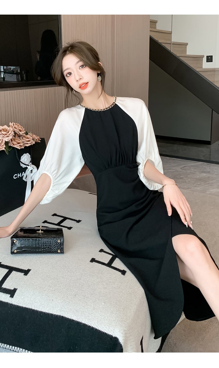 【dress】高級感 エレガント切り替えデートワンピース　M17499