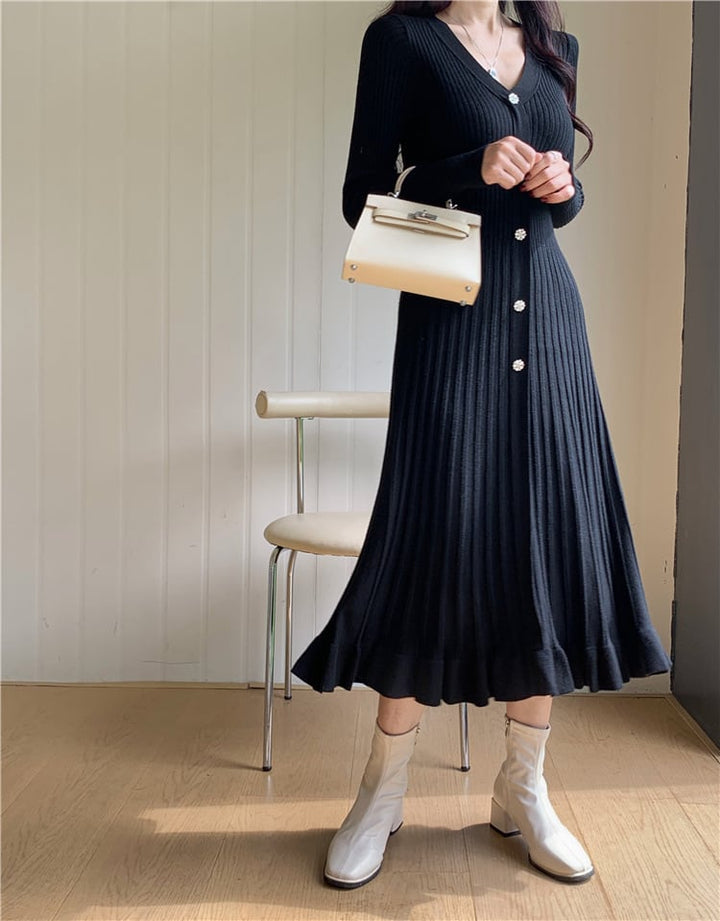 【dress】Vネックニットワンピース　M26694