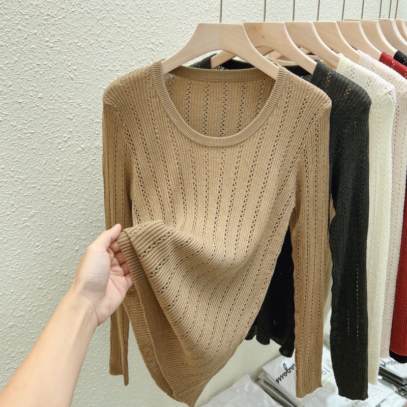 【tops】カットワークニットトップス　M26513