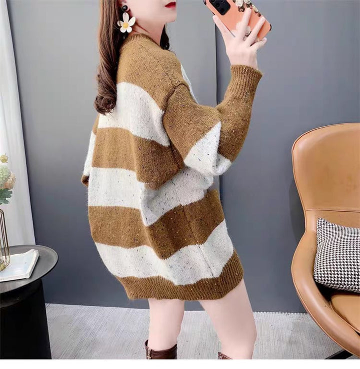 【tops】ボーダー柄ニットセーター　M26468