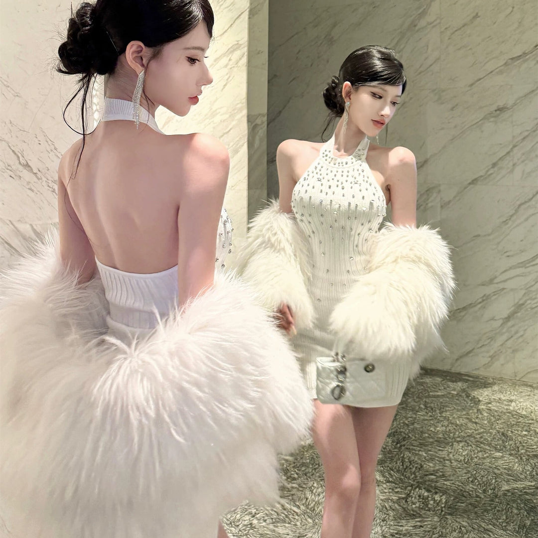 【dress】ビジュー付きミニワンピース　N3509