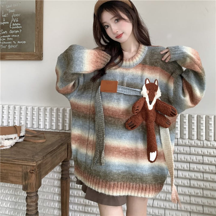 【tops】ボーダー柄ニットセーター　M18455