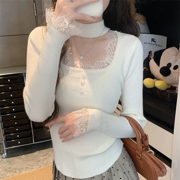 【tops】レースニットトップス　M28418