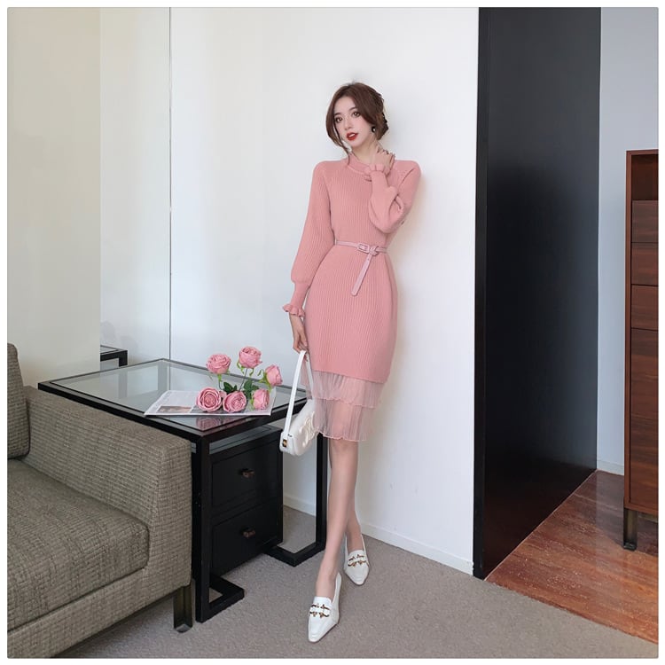 【dress】ドッキングニットワンピース　M18136