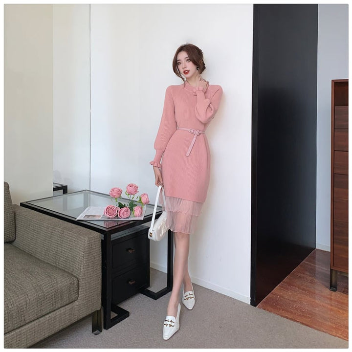 【dress】ドッキングニットワンピース　M18136