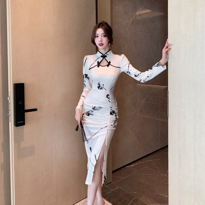 【dress】気質溢れる エレガントスリットワンピース　M16937