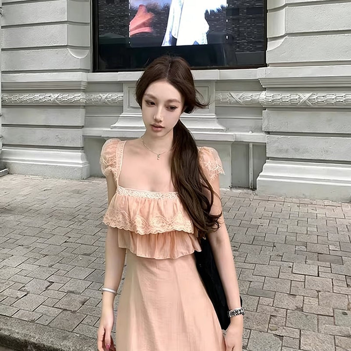 【dress】レースドッキングキャミワンピース Q8033
