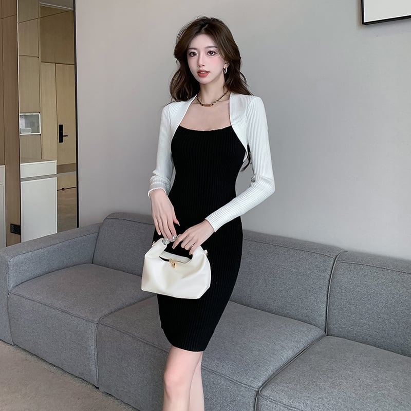 【dress】人気アイテム ! 切り替えニットワンピース　M17593