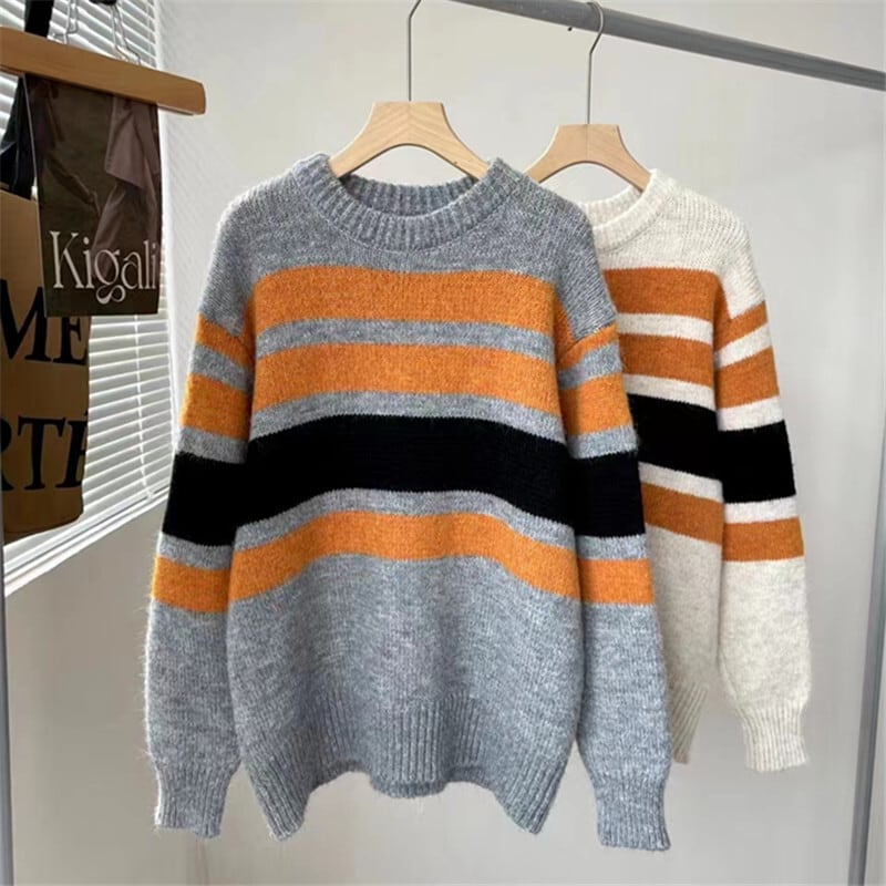 【tops】ボーダー柄ニットセーター　M19336