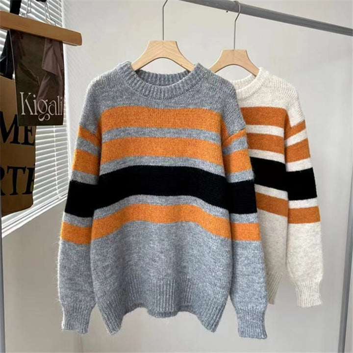 【tops】ボーダー柄ニットセーター　M19336