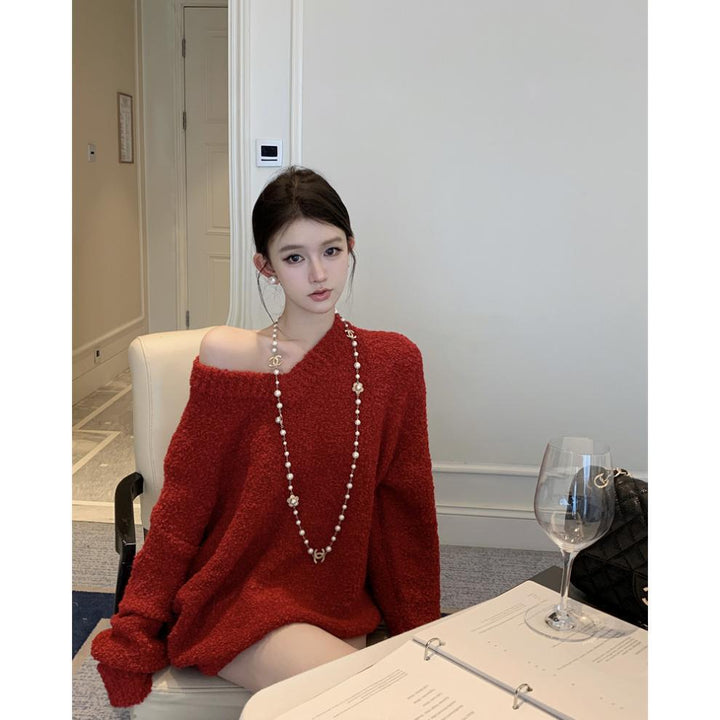 【tops】Vネックニットセーター　M28192