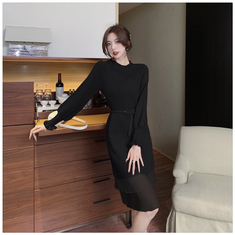 【dress】ドッキングニットワンピース　M18136