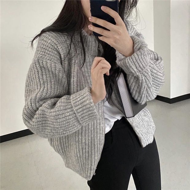 【outer】クルーネックニットカーデ　M18391