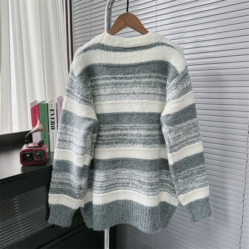 【outer】ボーダー柄ニットカーデ　M26603