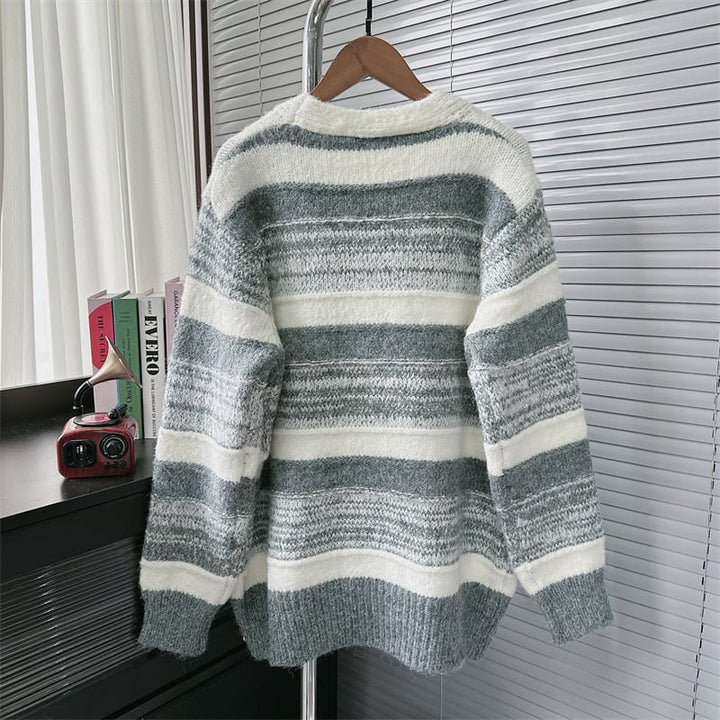 【outer】ボーダー柄ニットカーデ　M26603
