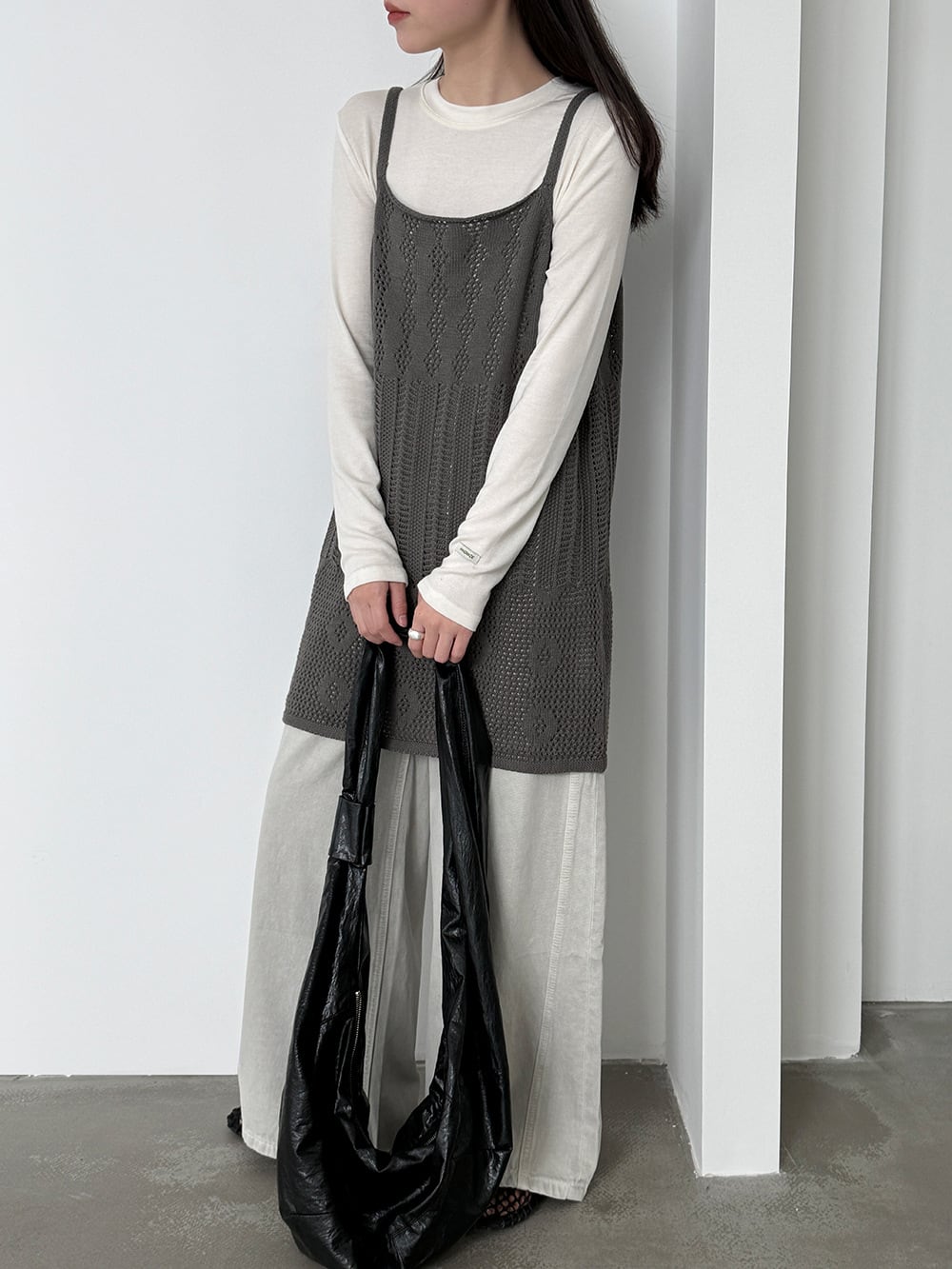 【tops】透かしニットキャミソール Q8326
