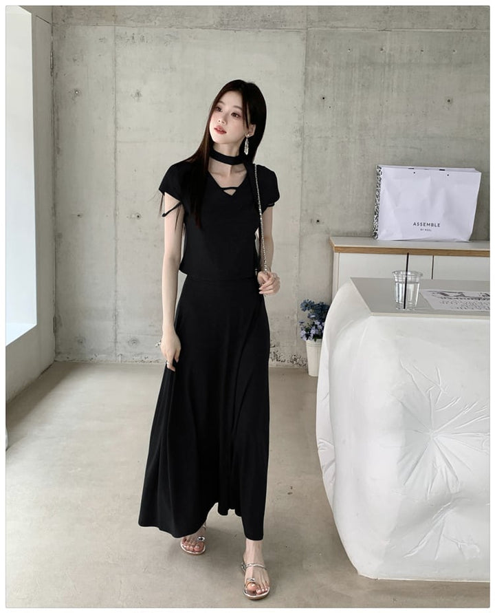 【set】Tシャツ×ロングスカートセット　M24192