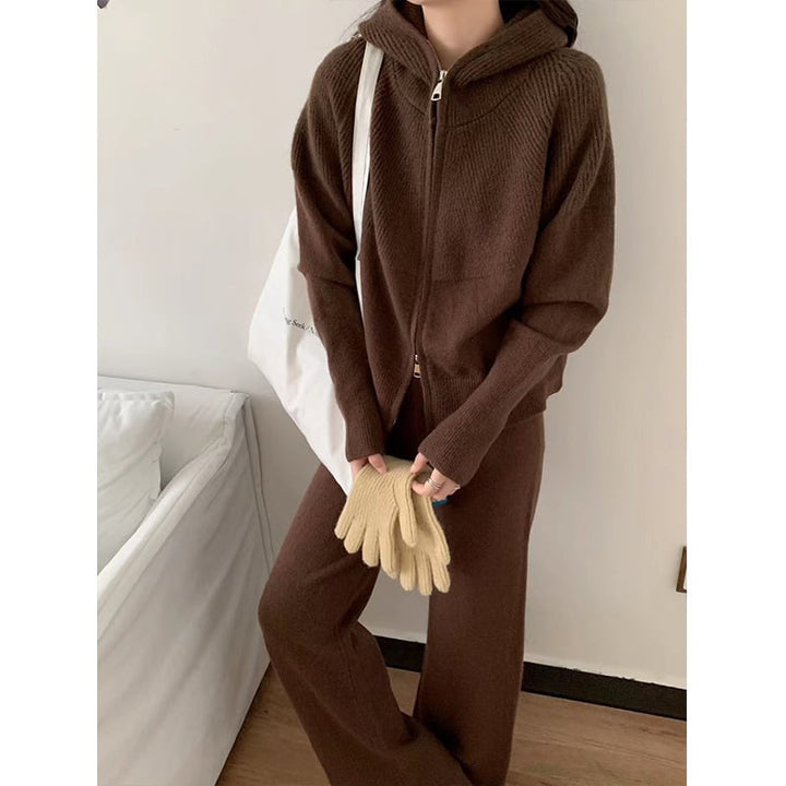 【set】ニットカーデ×ワイドパンツセット　M26088