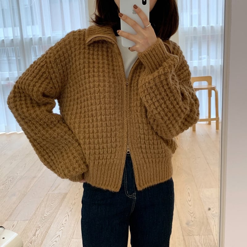 【outer】ファスナーニットカーデ　M26670