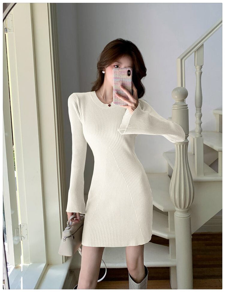 【dress】フレアスリーブニットワンピース　M28209