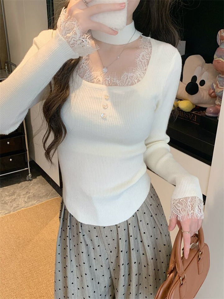 【tops】レースニットトップス　M28418