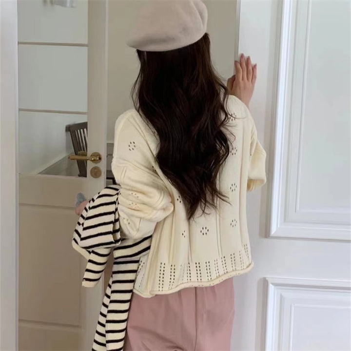 【outer】カットワークニットカーデ　M25612