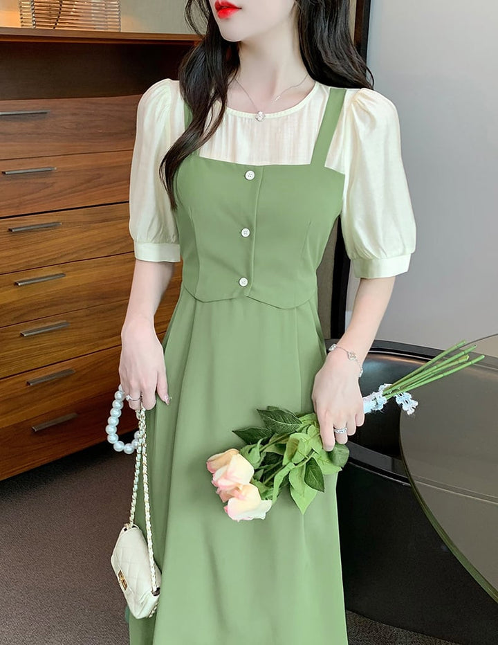 【dress】人気を独占中 エレガント切り替えデートワンピース　M16973