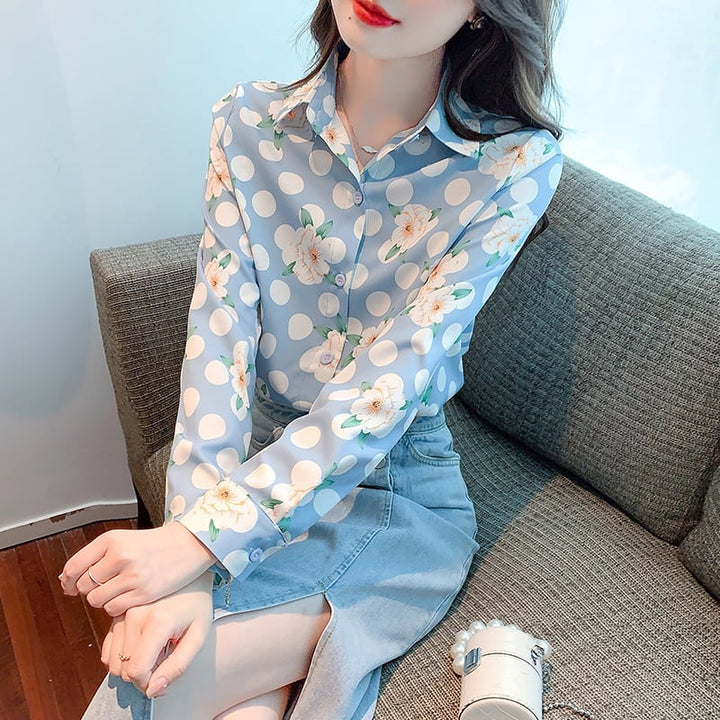 【tops】大人らしい プリントシャツトップス着心地良い　M17228