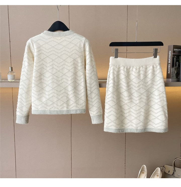 【set】ニットカーデ×スカートセット　M27641